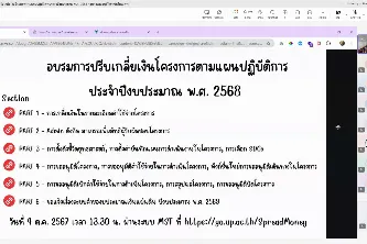 กองบริการการศึกษาเข้าร่วมอบรมระบบ e-Budget การปรับเกลี่ยเงินโครงการตามแผนปฏิบัติการประจำปีงบประมาณ พ.ศ. 2568 